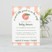Sweet Little Peach Baby Dusche einladen Einladung (Stehend Vorderseite)