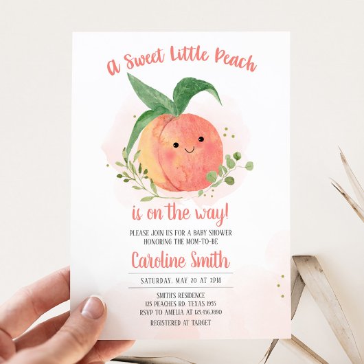 Sweet Little Peach Baby Dusche Einladung