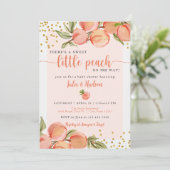 Sweet Little Peach Baby Dusche Einladung (Stehend Vorderseite)