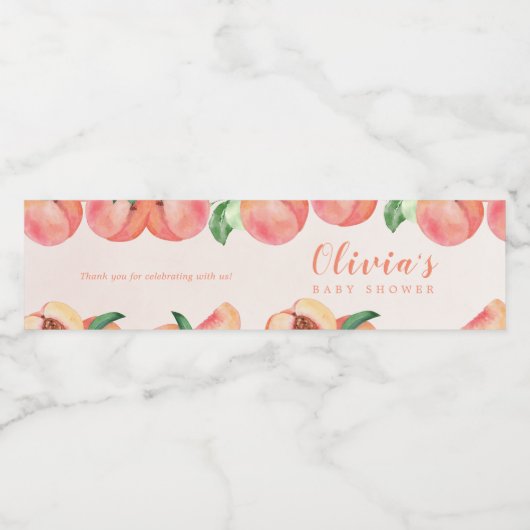 Sweet Little Peach Baby Dusche Gefallen Wasserflas Wasserflaschenetikett (Einzelnes Label)