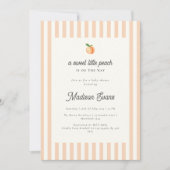 Sweet Little Peach Baby Dusche mit Streifen einlad Einladung (Vorderseite)