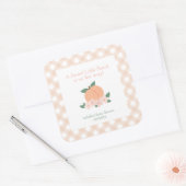 Sweet Little Peach Baby Dusche Quadratischer Aufkleber (Umschlag)
