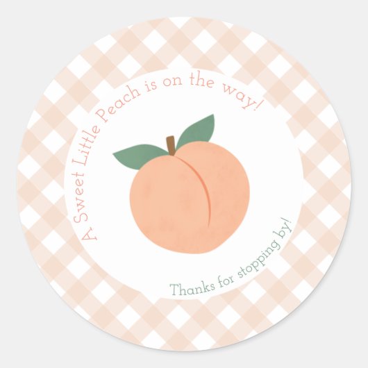 Sweet Little Peach Baby Dusche Runder Aufkleber (Vorderseite)
