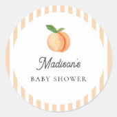 Sweet Little Peach Baby Dusche Runder Aufkleber (Vorderseite)