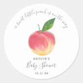 Sweet Little Peach Baby Dusche Runder Aufkleber (Vorderseite)