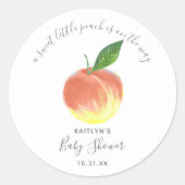 Sweet Little Peach Baby Dusche Runder Aufkleber (Vorderseite)