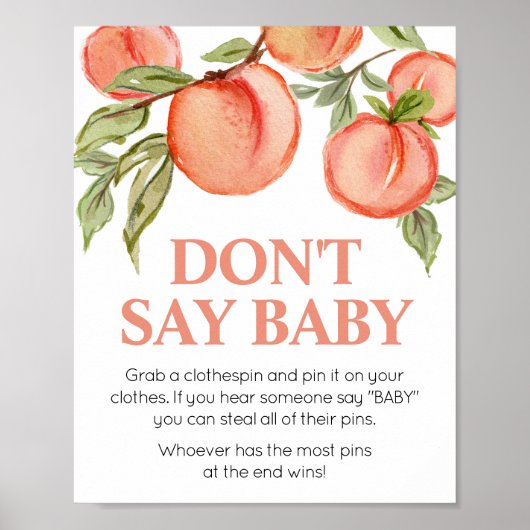 Sweet Little Peach Baby Dusche Say Baby nicht Poster (Vorne)