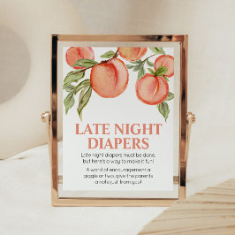 Sweet Little Peach Baby Dusche Spate Night Diapers Poster