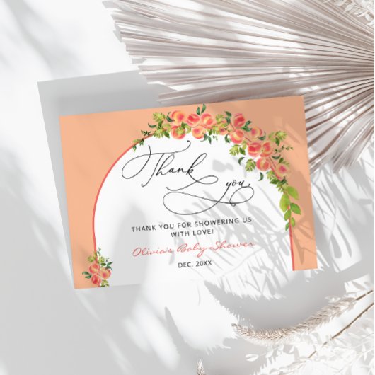 Sweet Little Peach Baby Dusche Vielen Dank Karte