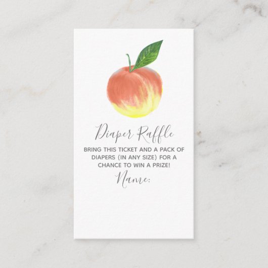 Sweet Little Peach Baby Dusche Windel Raffle Begleitkarte (Vorderseite)