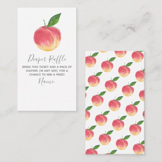 Sweet Little Peach Baby Dusche Windel Raffle Begleitkarte (Vorne/Hinten)