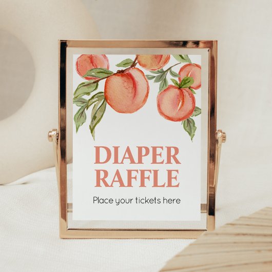 Sweet Little Peach Baby Dusche Windel Raffle Poster