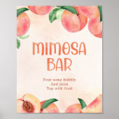 Sweet Little Peach Baby Dusche Zeichen Mimosa Bar Poster (Vorne)