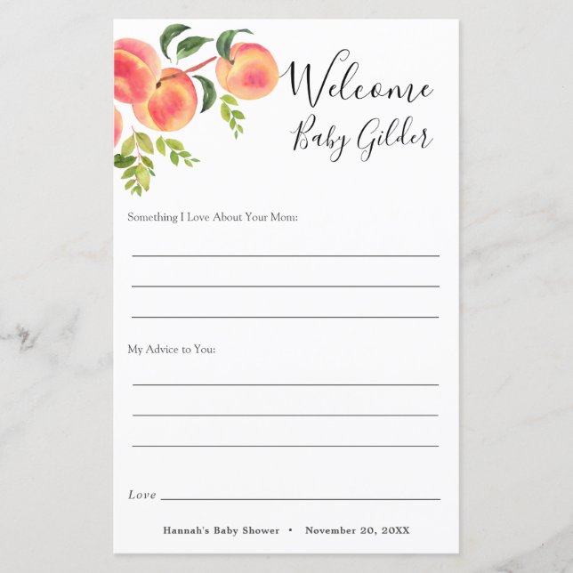 Sweet Little Peach Baby Fragen Karte (Vorderseite)