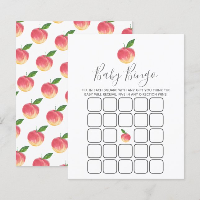 Sweet Little Peach Baby Shower Bingo (Vorne/Hinten)