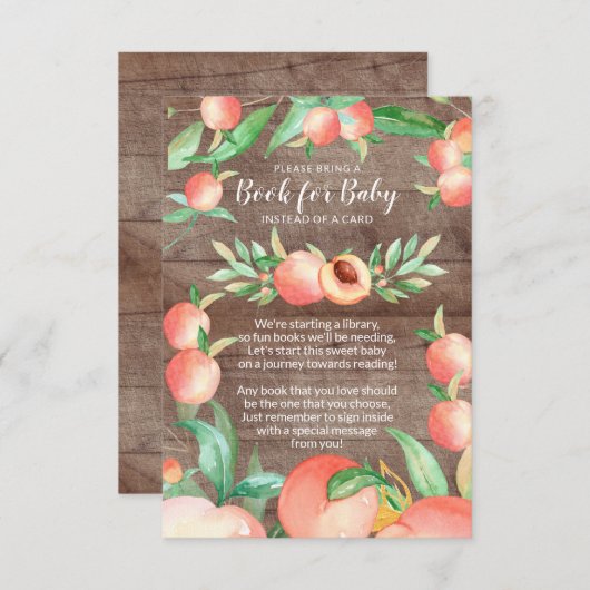 Sweet Little Peach Baby Shower Book for Baby Card Begleitkarte (Vorne/Hinten)