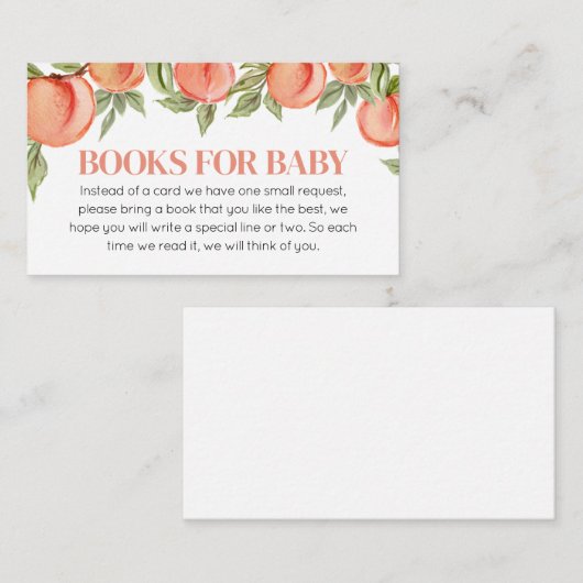 Sweet Little Peach Baby Shower Books for Baby Begleitkarte (Vorne/Hinten)