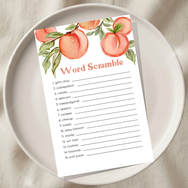 Sweet Little Peach Baby Shower Word Scramble Game (Von Creator hochgeladen)