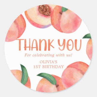 Sweet Little Peach Birthday Vielen Dank Runder Aufkleber