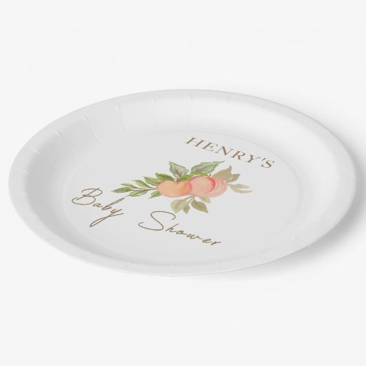 Sweet Little Peach Fruit Baby Dusche Pappteller (Schrägansicht)