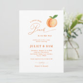 Sweet Little Peach Gender Neutral Baby Dusche Einladung (Stehend Vorderseite)