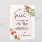 Sweet Little Peach Girls Babydusche Arch Elegante Einladung (Vorne/Hinten)