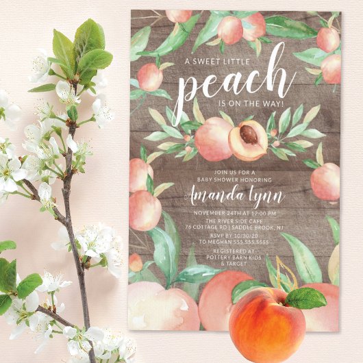 Sweet Little Peach Girls Kinderdusche Einladung
