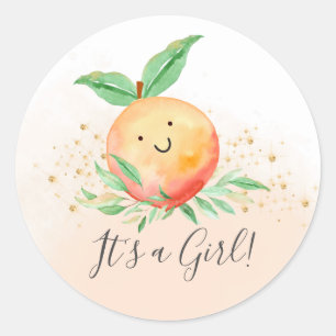 Sweet Little Peach It'a Girl Favor Sticker