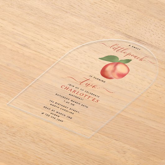 Sweet Little Peach Kindergeburtstag Party Acryleinladungen (Ablage )