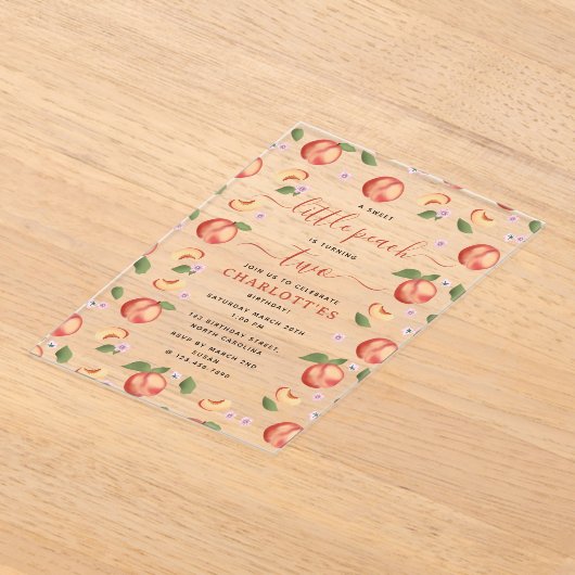 Sweet Little Peach Kindergeburtstag Party Acryleinladungen (Ablage )
