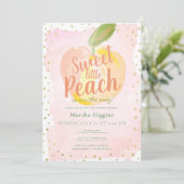 Sweet Little Peach Pink Baby Dusche Einladung (Stehend Vorderseite)