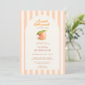 Sweet Little Peach Stripes Baby Shower Einladung (Stehend Vorderseite)
