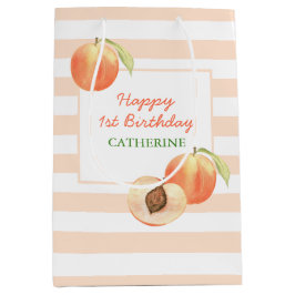 Sweet Little Peach Stripes Girl Birthday Mittlere Geschenktüte
