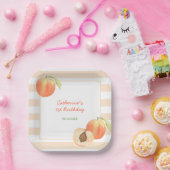 Sweet Little Peach Stripes Girl Birthday Pappteller (Party)