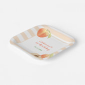 Sweet Little Peach Stripes Girl Birthday Pappteller (Gewinkelt)