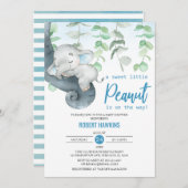 Sweet Little Peanut Boy Elephant Baby Dusche Einladung (Vorne/Hinten)