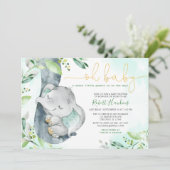 Sweet Little Peanut Boy Elephant Baby Shower Invit Einladung (Stehend Vorderseite)