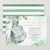 Sweet Little Peanut Boy Elephant Baby Shower Invit Einladung (Vorne/Hinten)