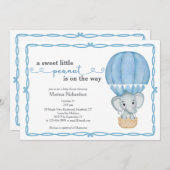 Sweet Little Peanut Elephant Baby Boy Dusche Einladung (Vorne/Hinten)