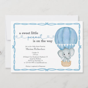 Sweet Little Peanut Elephant Baby Boy Dusche Einladung