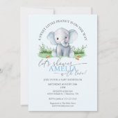 Sweet Little Peanut Elephant Baby Boy Shower Einladung (Vorderseite)