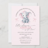 Sweet Little Peanut Elephant Baby Girl Shower Einladung (Vorderseite)