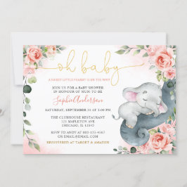 Sweet Little Peanut Girl Elephant Baby Shower Invi Einladung