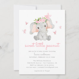 Sweet Little Peanut Pink Elephant Baby Showe Einladung