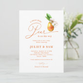 Sweet Little Pear Gender Neutral Baby Dusche Einladung (Stehend Vorderseite)