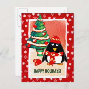 Sweet Little Penguin Christmas Feiertagspostkarte