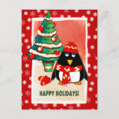 Sweet Little Penguin Christmas Feiertagspostkarte (Vorderseite)