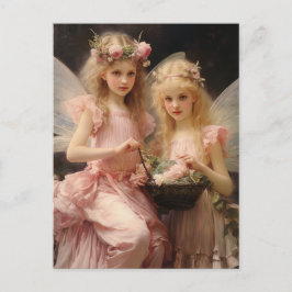 Sweet Little Pink Girl Fairies Postkarte