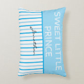 Sweet Little Prince Blue White Streifen Name Dekokissen (Vorderseite(Vertikal))
