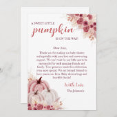 Sweet Little Pumpkin Autumn Baby Shower Dankeskarte (Vorne/Hinten)